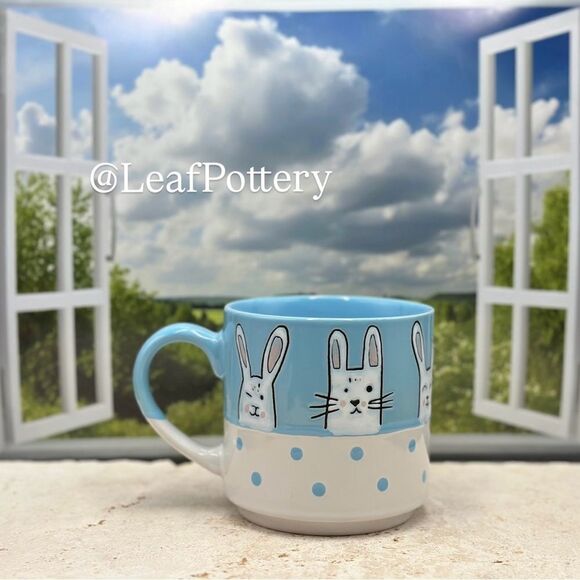 Silly Bunny Blue/ White Ceramic 20oz Mug - Picture 8 of 10